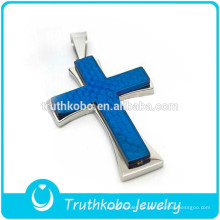 Großhandel Günstigen Preis Vaccum Plating Shiny Blue Nil Goldkette Halskette Jesus Kreuz Anhänger